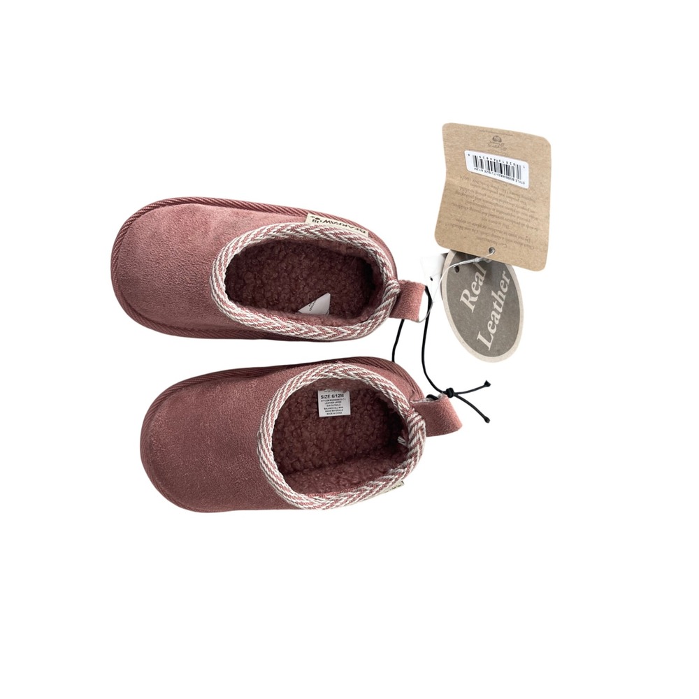 Bearpaw Baby Girls Suede Leather Slippers Pink BGSB36623-ITJ Size 6/12M NEW I02
